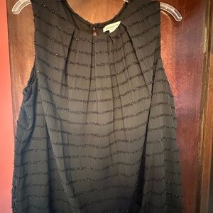 Black Sleeveless Top with Textured Stripes